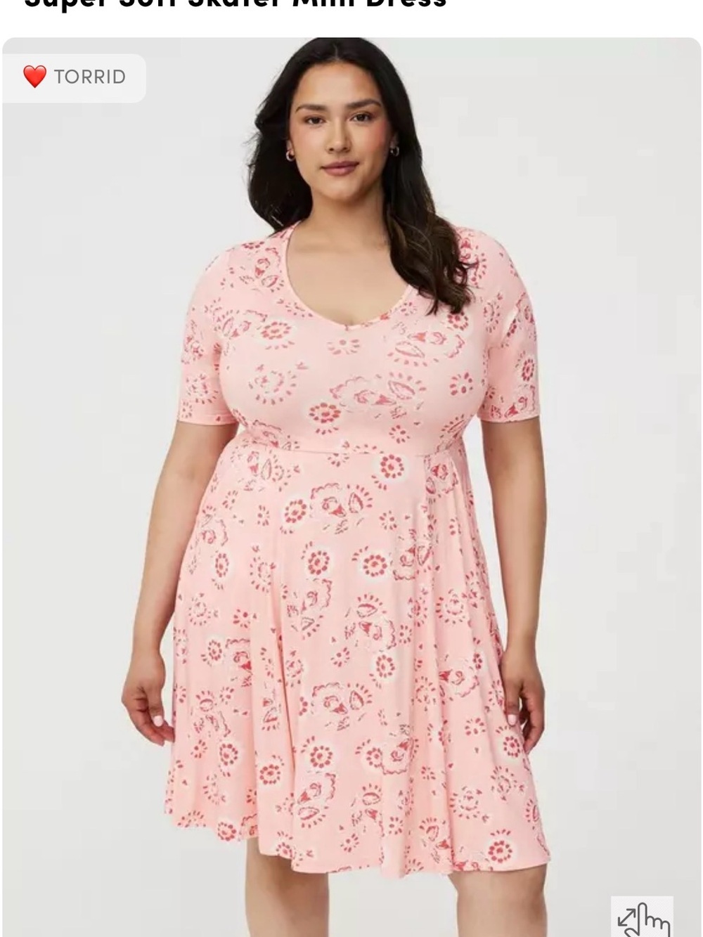 torrid Pink Floral Scoop Neck Skater Dress